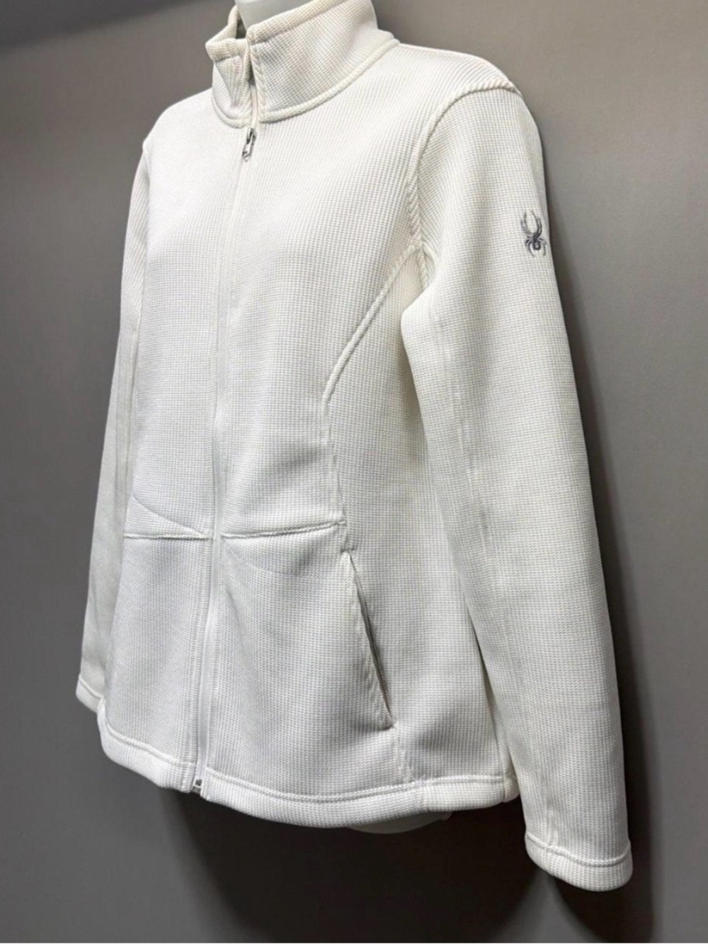 White Textured Full-Zip Spyder Thermal insulation Jacket